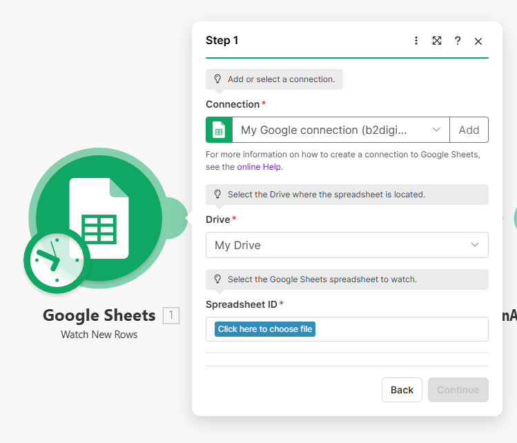 Module Google Sheets - Lecture des données