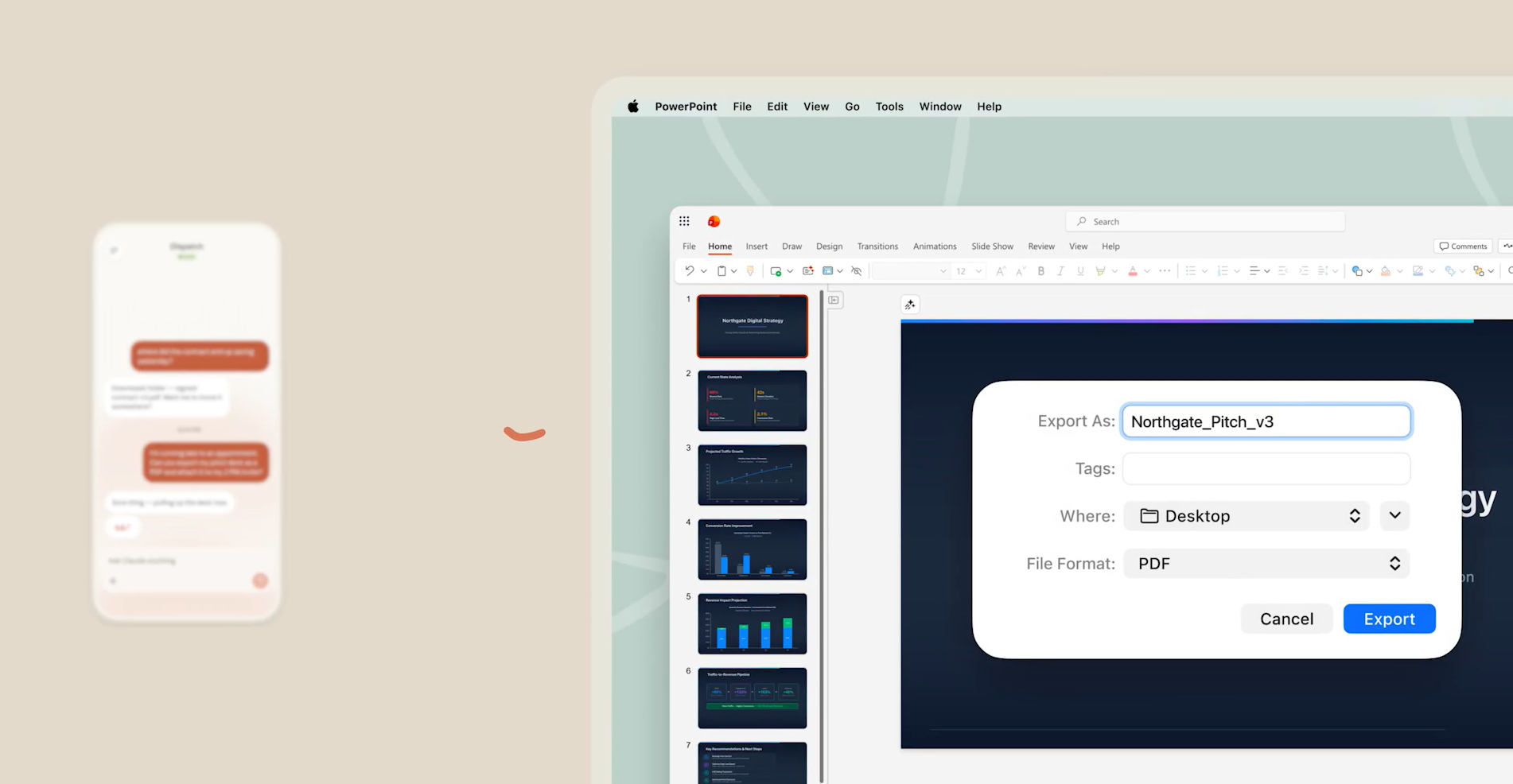 Claude mobile Dispatch interface